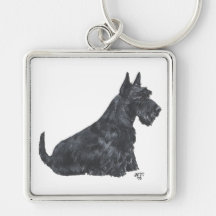 Sitting Scottish Terrier Key Chains