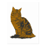 sitzende Katze sitting cat Postkarte