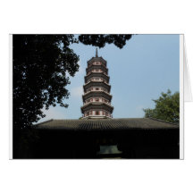 six banyan trees pagoda temple greeting cards