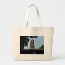 six banyan trees pagoda temple tote bag