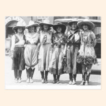 Six cowgirls at Cheyenne Frontier Days. postcards