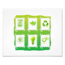 six eco stamps design taped on green.png photograph