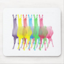 six lamas in six llama colours mousepads
