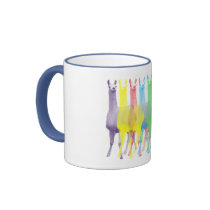 six lamas in six llama colours coffee mug