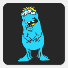 Six legged blue & yellow Alien.png Square Stickers
