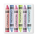 Six Pastel Crayons Magnets