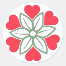 Six Red Hearts Flower Sticker