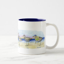 six sandpipers on a mug