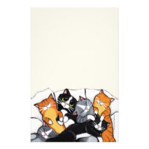Six Sleeping Cats Note Paper Stationery