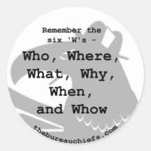 Six W's Button Round Stickers