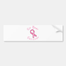 Six Year Survivor (Circle Pink Ribbon) Bumper Stickers