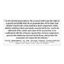 Sixth Amendment to the United States Constitution Photograph
