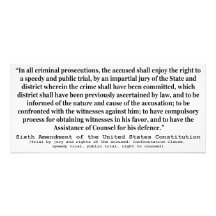 Sixth Amendment to the United States Constitution Photograph