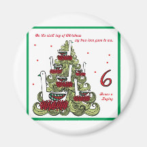 Sixth Day of Christmas Fridge Magnets