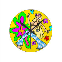 Sixties Hippie Chick Wall Clock