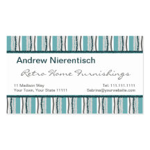 Sixties Retro ZigZag Classy Green Striped Pattern Business Card Template
