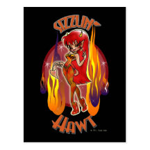"Sizzlin' Hawt" Devil Babe Postcard