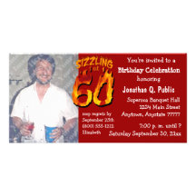 Sizzling At 60 Birthday Party Photo Invite Photo Cards