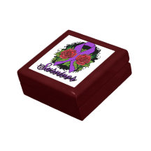 Sjogren's Syndrome Survivor Rose Grunge Tattoo Jewelry Box