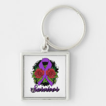Sjogren's Syndrome Survivor Rose Grunge Tattoo Keychain