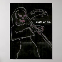 skate or die in black print