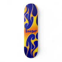 Skateboard (comp) - Rad Flames on Blue Back