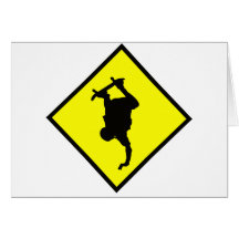 Skateboard Crossing Sign Greeting Cards