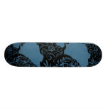skateboard design black flowery-Blue