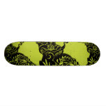 skateboard design black flowery-green