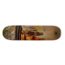 Skateboard Fantasy Art Elf Girl At Temple