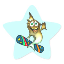Skateboard Fish Star Sticker