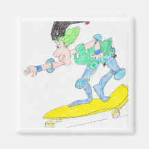 skateboard gnome boy refrigerator magnet