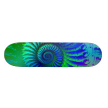Skateboard - Psychedelic Fractal blue terquoise