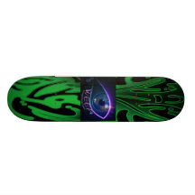 Skateboard- WEEP neon green weeping eye logo
