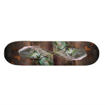 Skateboard with colourful Iguana Lizard