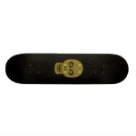 Skateboard - Yellow Skull Fractal Pattern