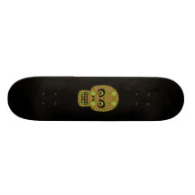 Skateboard - Yellow Skull Fractal Pattern