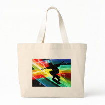 Skateboarder in Criss Cross Lightning Tote Bags