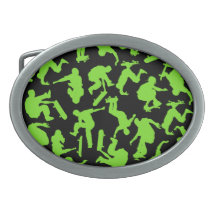 Skateboarders Collage Oval Belt Buckles