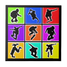 Skateboarders Pop Art Tiles