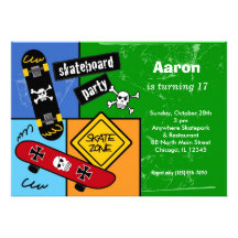 Skateboarding Birthday (Green) Announcements