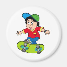 Skateboarding boy refrigerator magnet