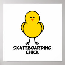 Skateboarding Chick Print