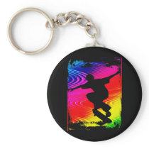 Skateboarding on Rainbow Grunge