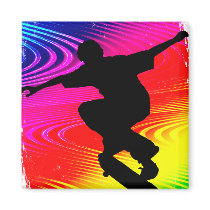 Skateboarding on Rainbow Grunge