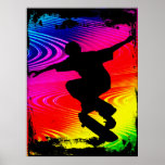 Skateboarding on Rainbow Grunge
