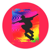 Skateboarding on Rainbow Grunge