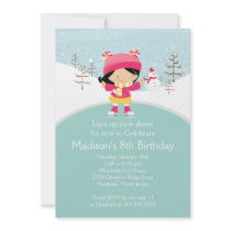 Skater Girl Ice Skating Birthday Party Invitation