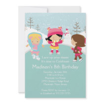 Skater Girl Ice Skating Birthday Party Invitation