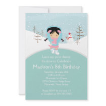 Skater Girl Ice Skating Birthday Party Invitation